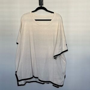 Oversized Cream T-Shirt with Black Trim